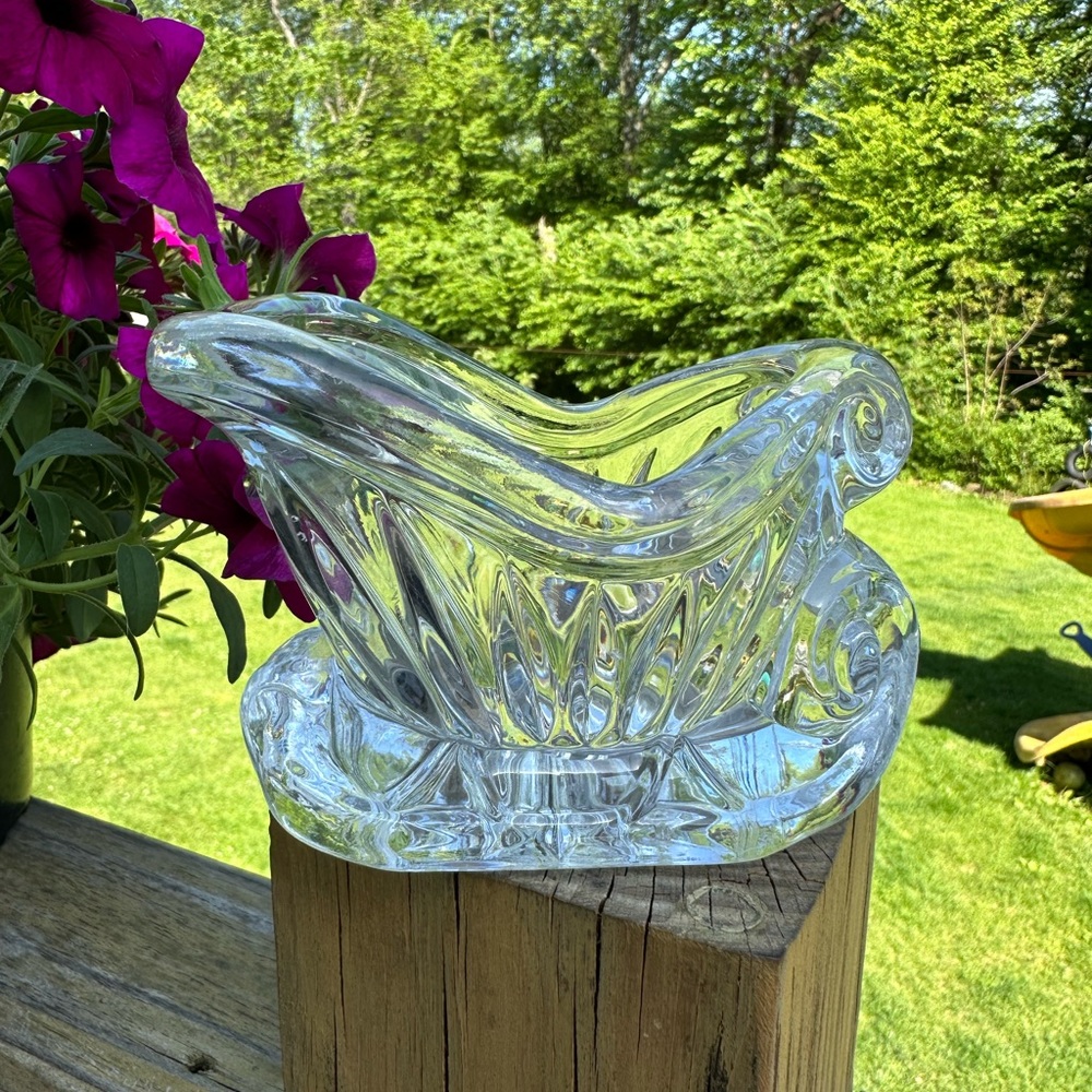 St. GEORGE CRYSTAL Christmas Sleigh Votive Holder